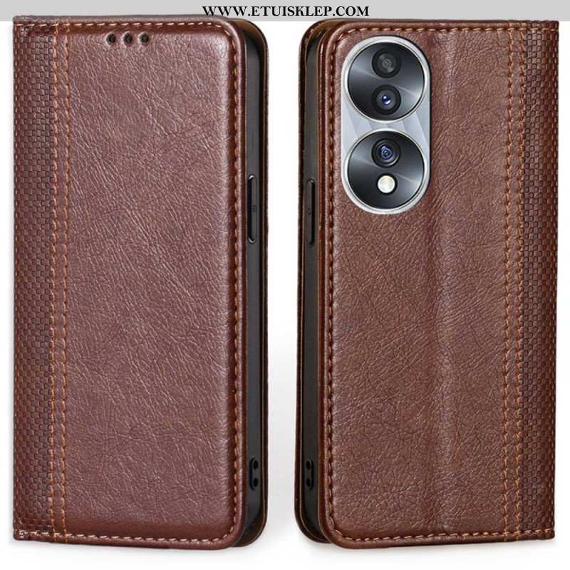 Etui Na Telefon do Honor 70 Etui Folio Skórzane Szwy Liczi